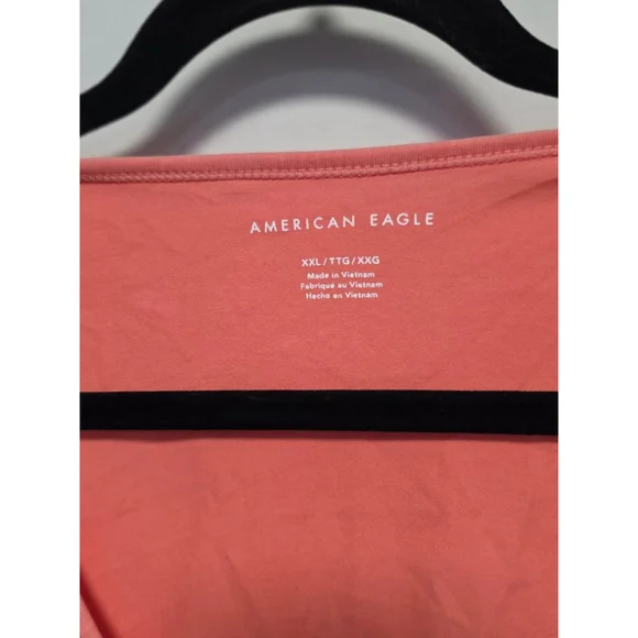Women's American Eagle Coral T-Shirt‎ XXL Crop Style - Picture 4 of 5